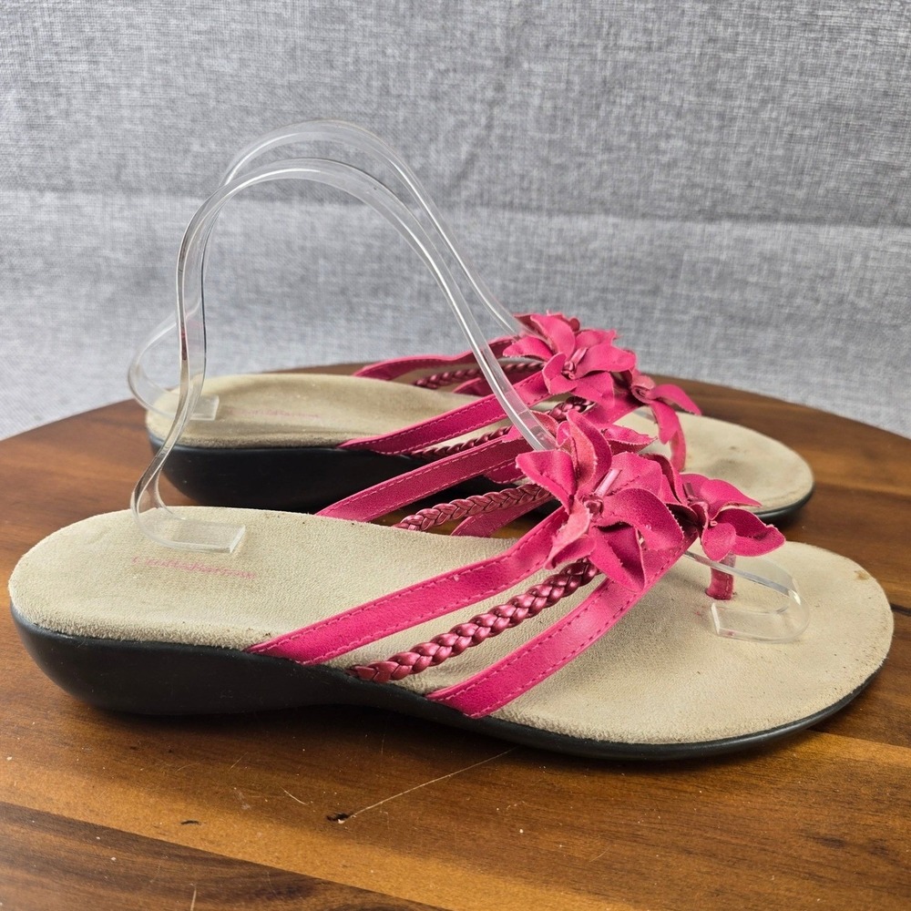 Croft & Barrow Women's Pink Flower Embellished Thong Sandals Size 9.5 - Picture 2 of 14